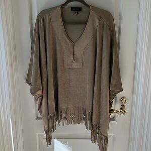 Faux suede poncho